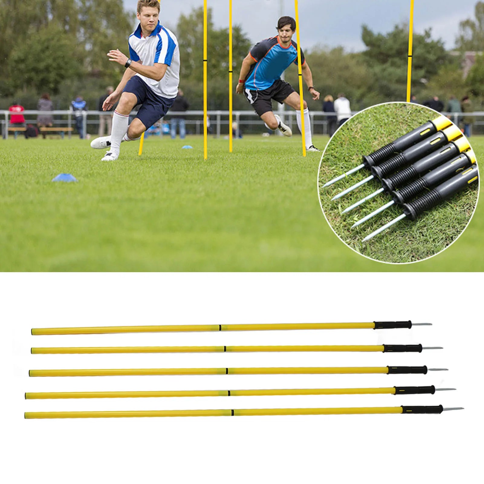 Soccer  Poles Set Yellow  Poles 1.5m  Training Poles Soccer Training Sports  Poles with Base Buckles