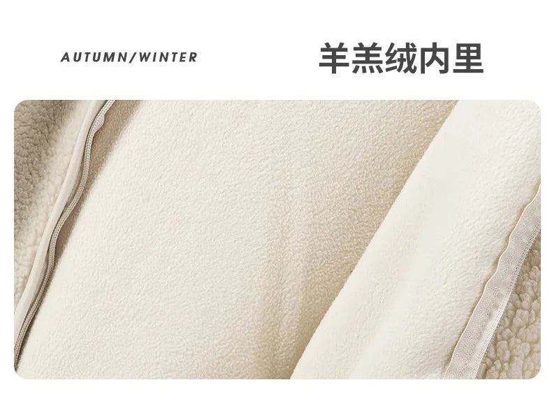 Women Lambswool Jackets 2025 Autumn Winter Thicken Warm Lady Long Sleeve V-neck Outrewear Solid Color Female Chic Zipper Coats