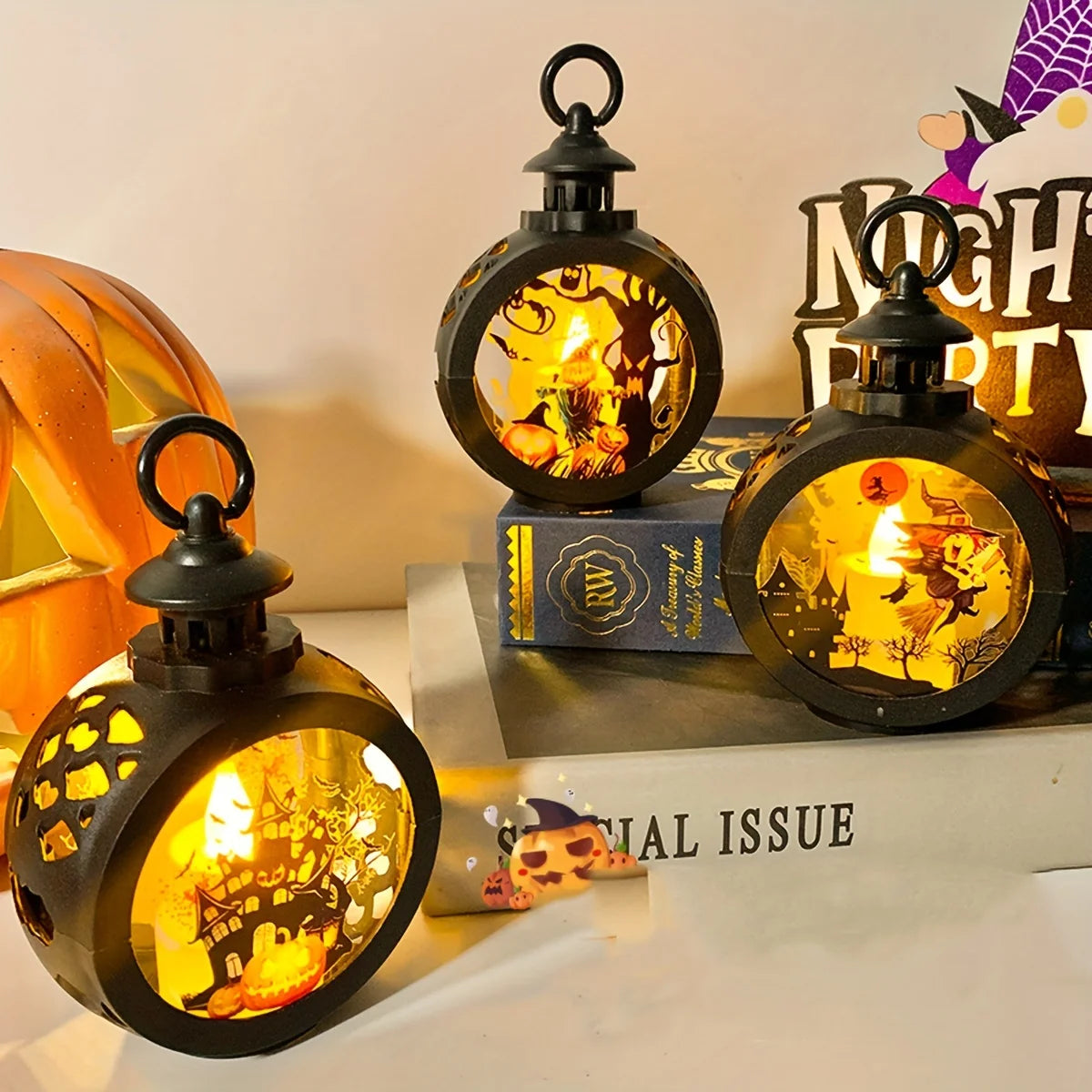 Halloween Oil Lamp，LED Electronic Wax Candle Light，Handheld Lantern，Party Atmosphere Props，Luminous Ornaments