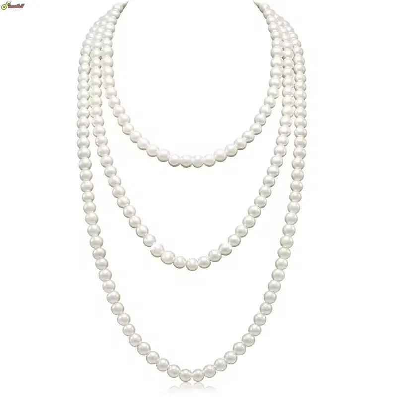 New Women Jewelry Pearl Bead Necklace Long Sweater Chain Necklace For Women Dress Accessories Gift For Girl Mother