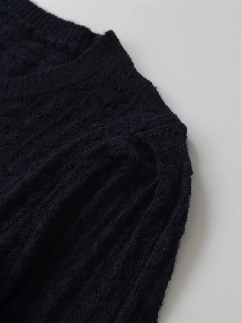 Women's Jacket 2025 Autumn New Style Black Long Sleeve Round Neck Simple KNIT Cardigan Jacket Casual Fashion Versatile