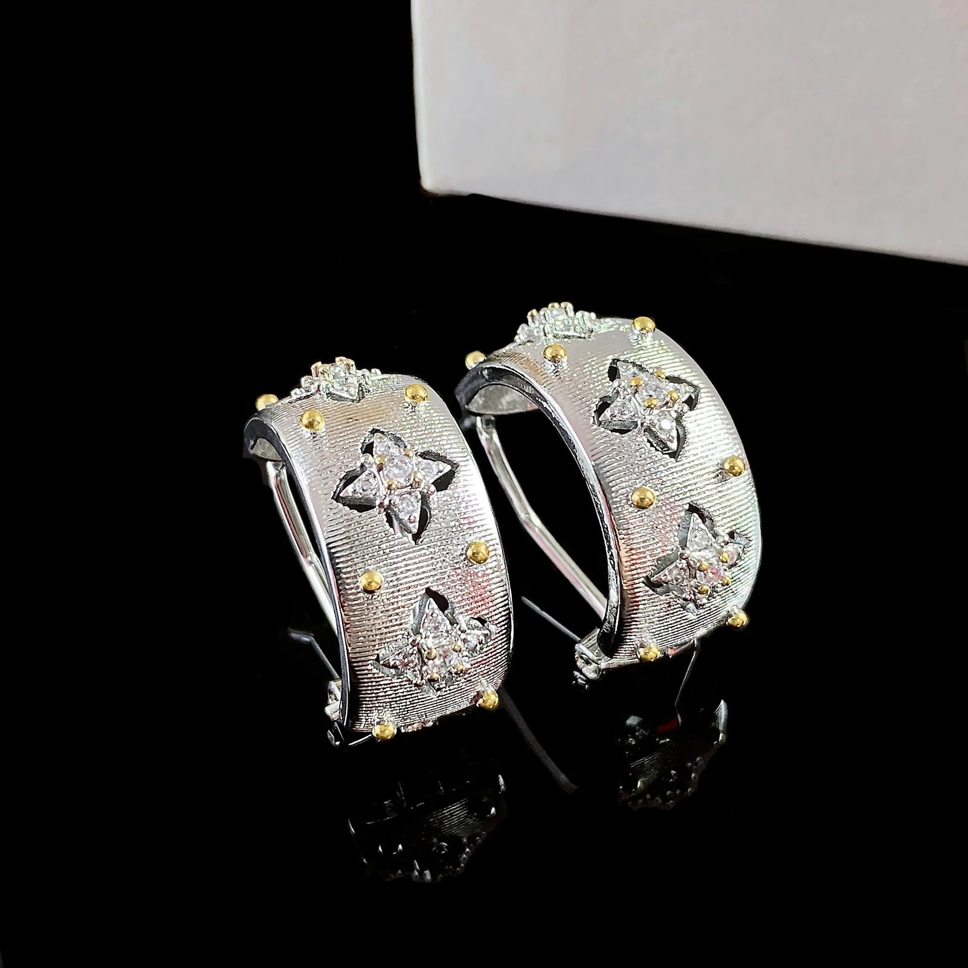 Italian handmade brushed court style two-color gold craft cloth home ring real gold electroplated earrings necklace bracelet wom