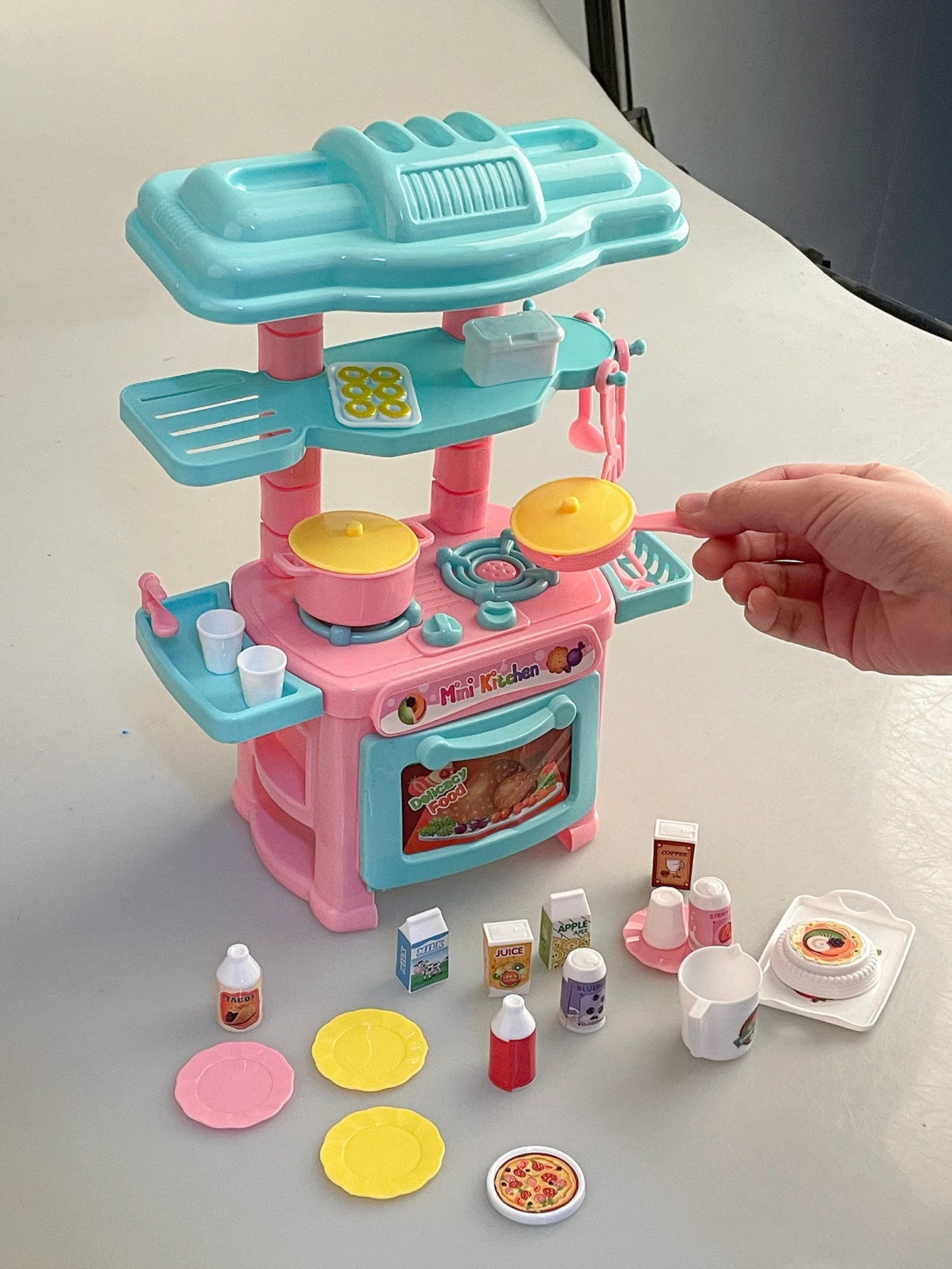 Miniature Kitchen Cooking Set Kid Toys, Food Drink Pop Cans Pretend Play Mini Kitchen Game Accessories Set House Games Gifts