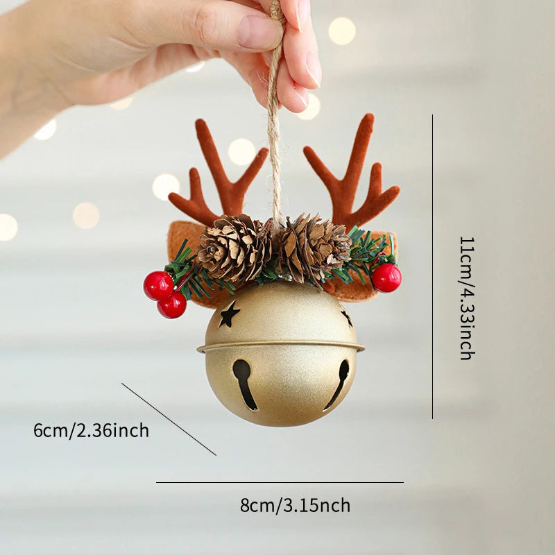 Christmas Hanging Decor Set, Assorted Deer Antler Bell Bow Pinecone Ornaments for Xmas Tree Home Car Gift