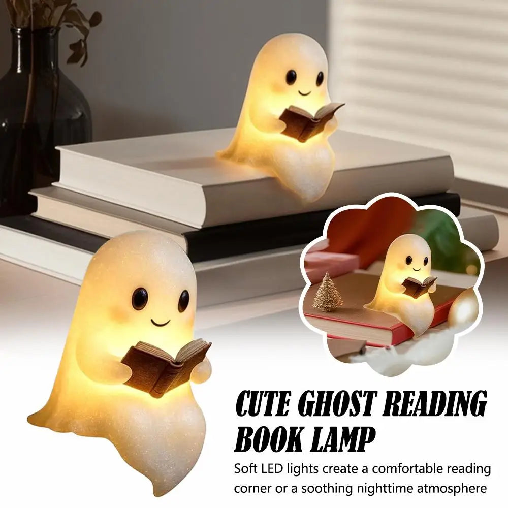 Halloween Cute Ghost Lamp Spooky Night Light LED Reading Lamp Desktop Decoration Atmosphere Light Party Ornament Lamp