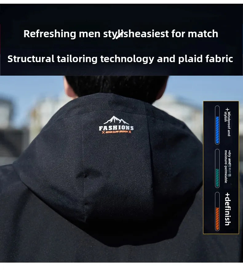 Men's jacket 2025 new jacket Spring and Autumn American slim fit trendy brand heavyweight hooded workwear casual assault jacket