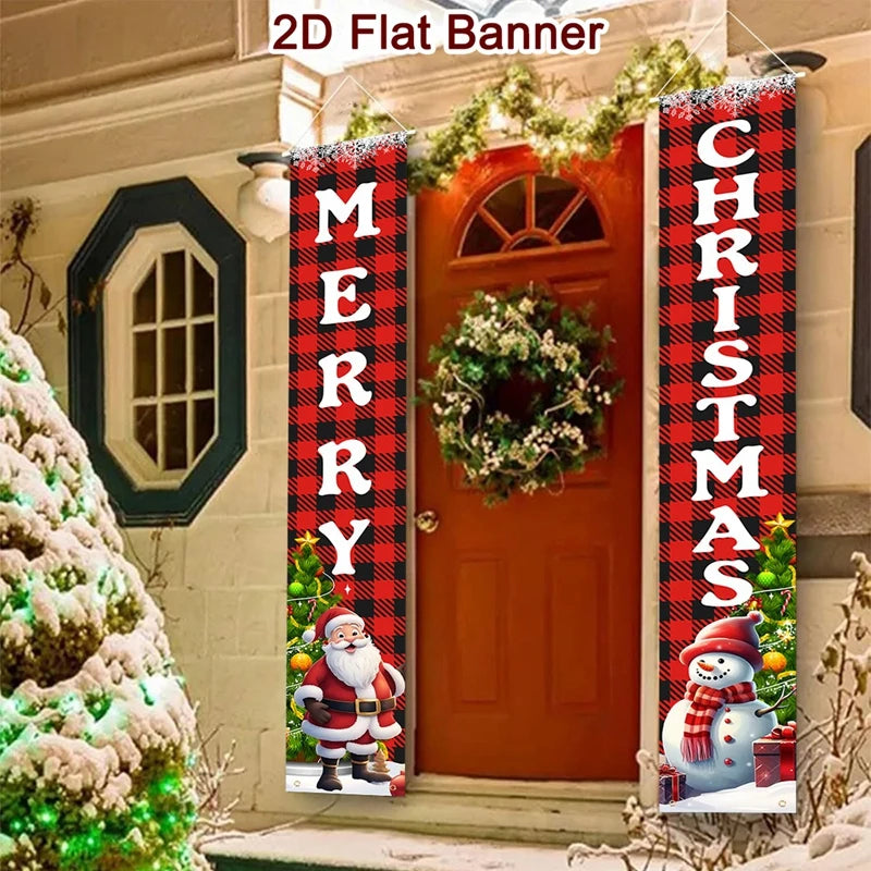 Christmas Door Decoration 2025 Merry Christmas Banner Decor for Home Hanging Xmas Ornament Navidad Happy New Year Gift 2026