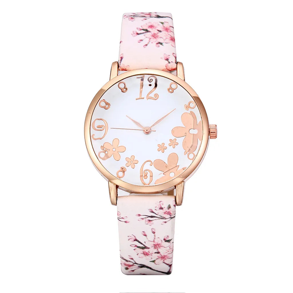 Watch for women with Colorful flowers small fresh printed belt Fashion Ladies Quartz Watch Exquisite watch часы женские