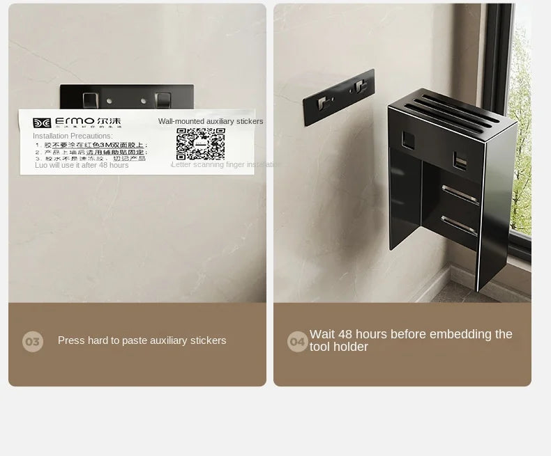 Kitchen knife holder, knife rack, non-perforation, wall-mounted storage box, kitchen organizer  kitchen items