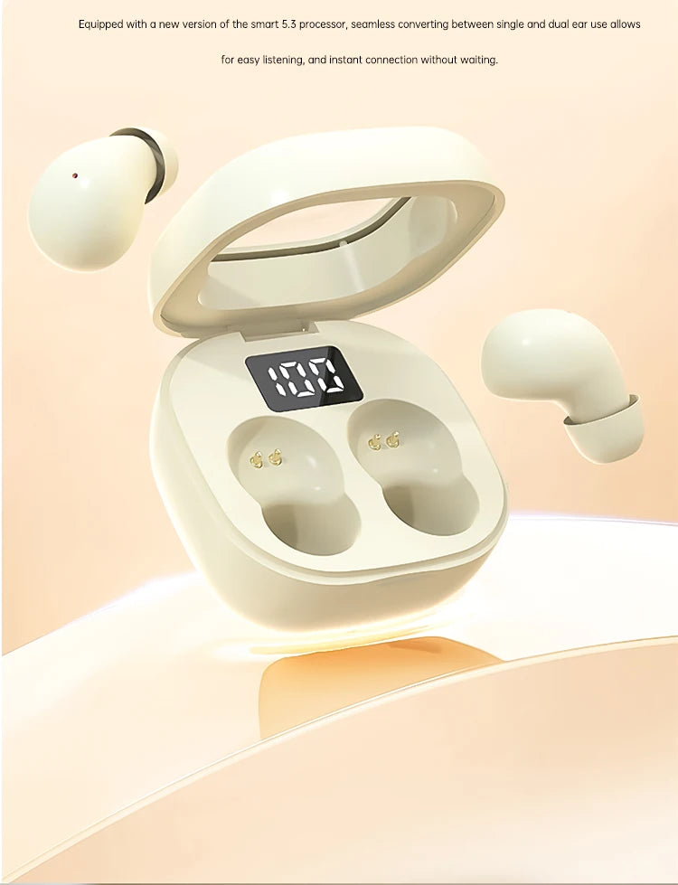 SK19 Bluetooth 5.3 Earphones Mini Invisible Headphones TWS Wireless Earbuds HIFI Stereo Noise Reduction Heasets with Microphones