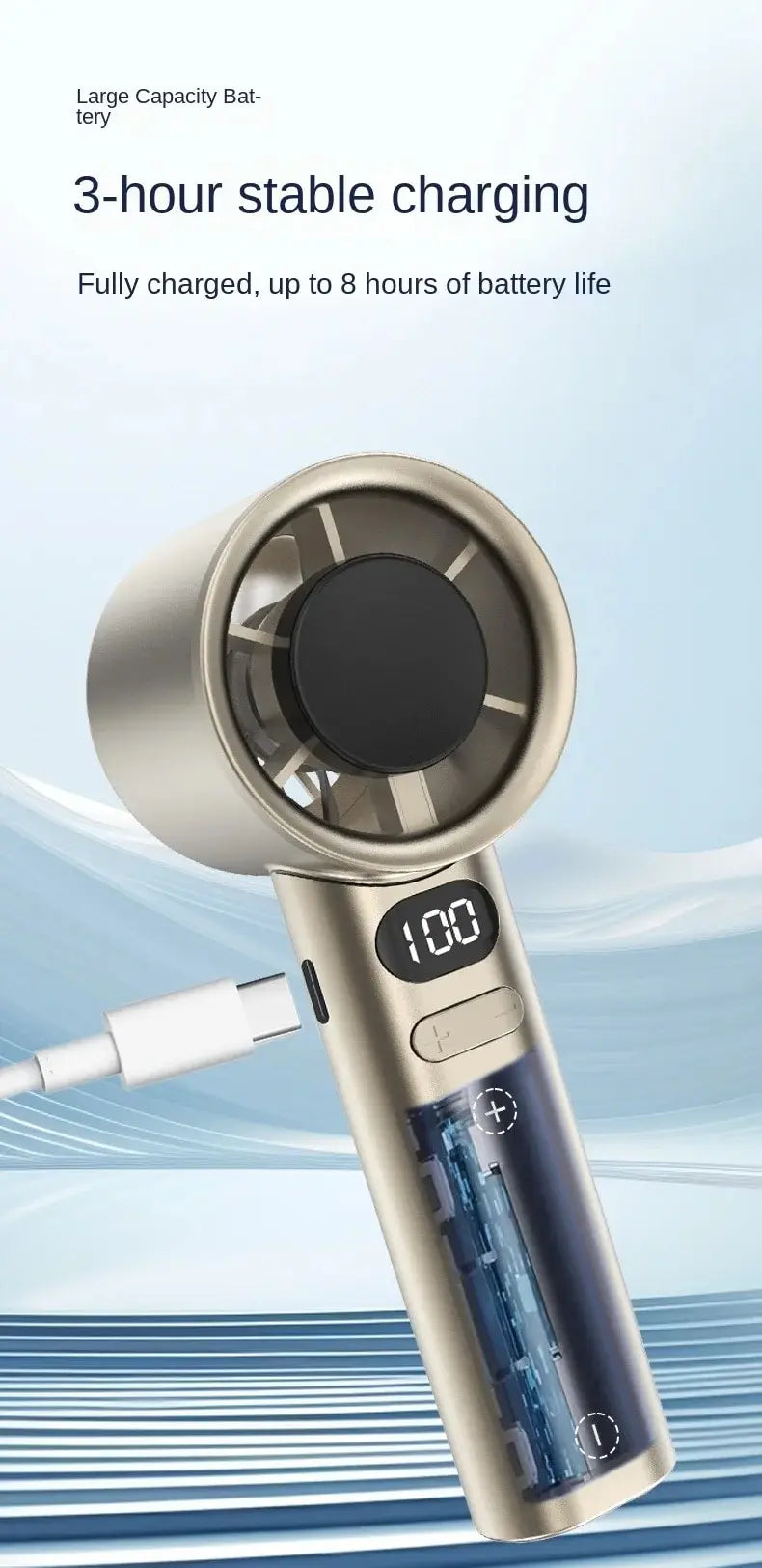 Portable Hand Fan , 120 Wind Speeds, Mini Bladeless Handheld Fan, USB Rechargeable Personal Highspeed Fans, Electric Eyelash Fan