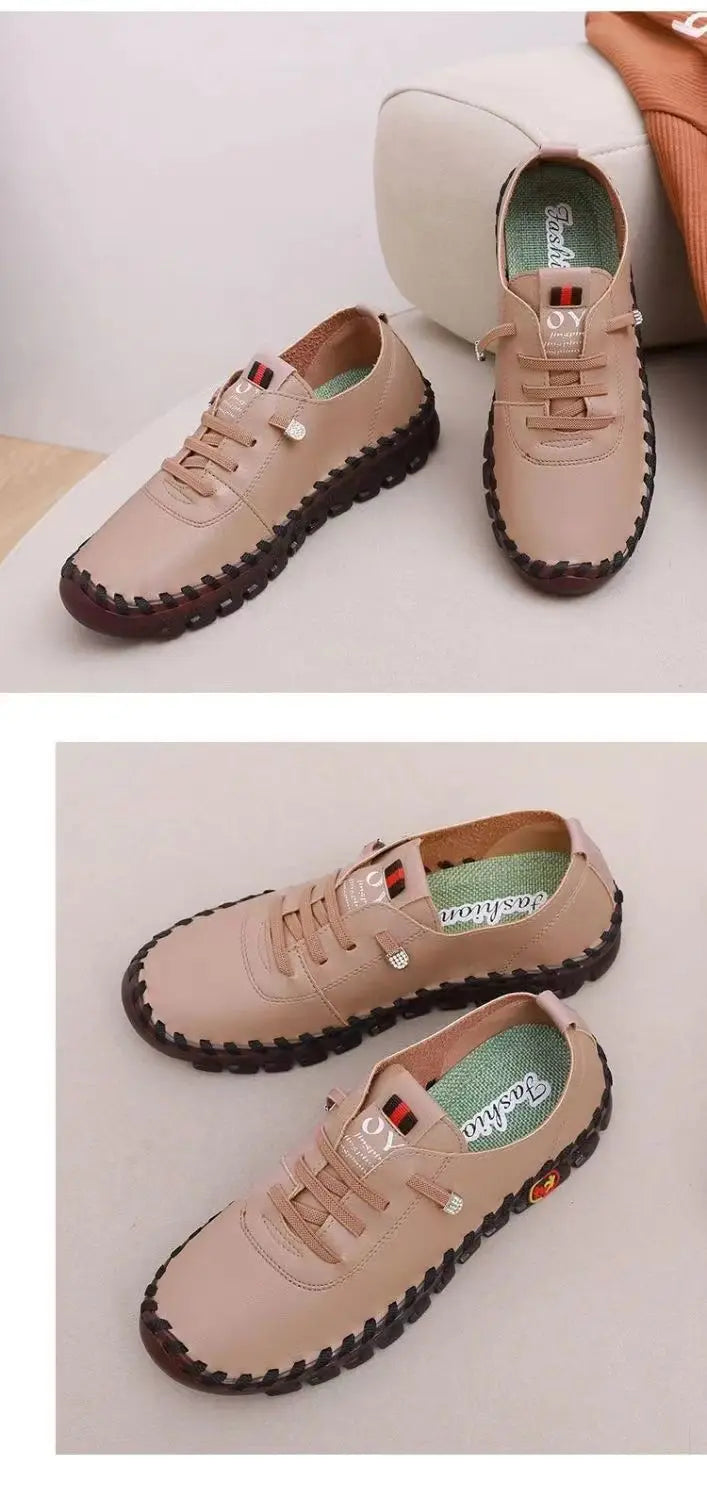 Spring Shockproof Orthopedic Shoes For Women Autumn Lace Up Flats Women's Loafers Ladies Comfort Moccasins Female Driver Shoes