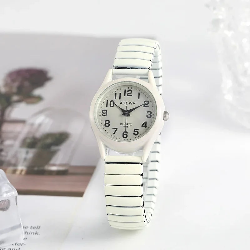 Fashion Watches for Women Stainless Steel Elastic Band Watch Black White Gold Pink Retro Ladies Bracelet Watch Reloj Mujer