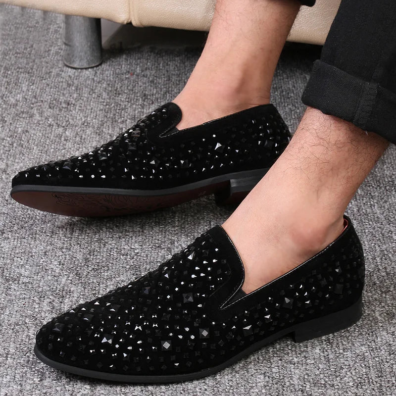 Men's Loafers Shoes Fashionable and Trendy Business Dress Shoes Sequin Design Men's Party Shoes