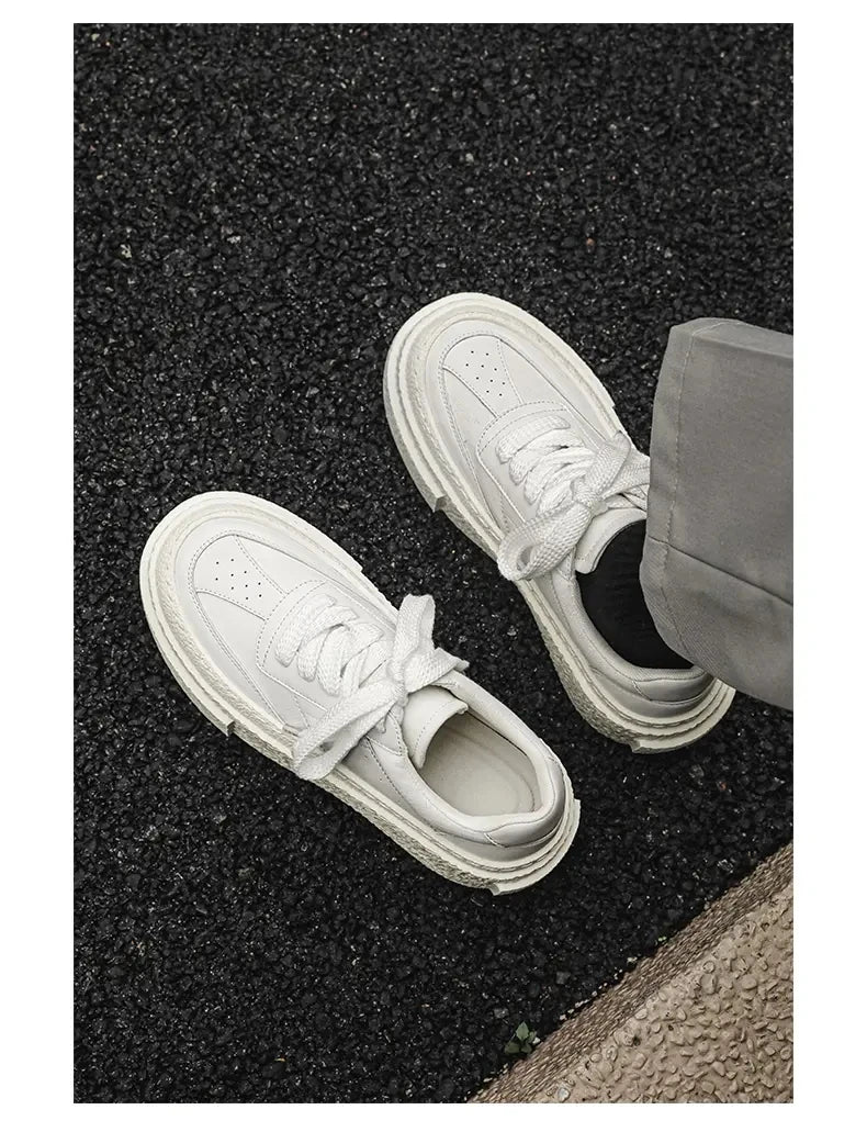 Men Fashionable Casual Sports Shoes Black White Thick-soled Lightweight Comfortable Outdoor White Sneakers Men Size 38-46
