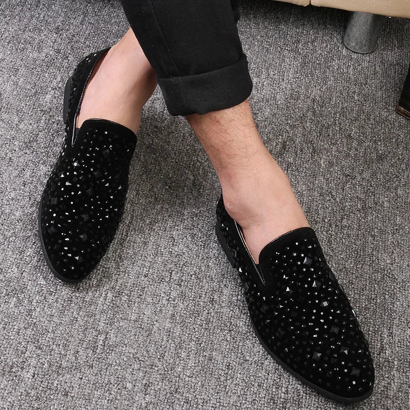Men's Loafers Shoes Fashionable and Trendy Business Dress Shoes Sequin Design Men's Party Shoes