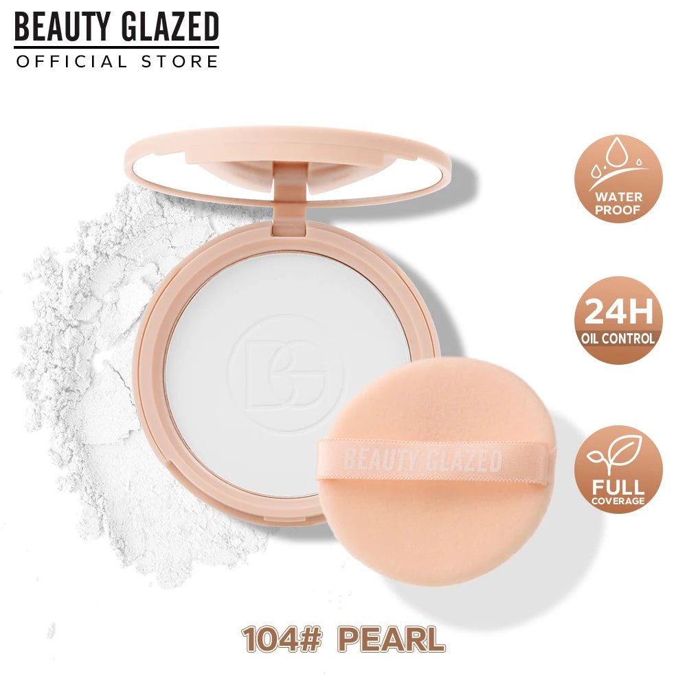 BEAUTY GLAZED Oil Control Matte Face Powder Long Lasting Flawless Setting Powder Face Makeup With Mirror