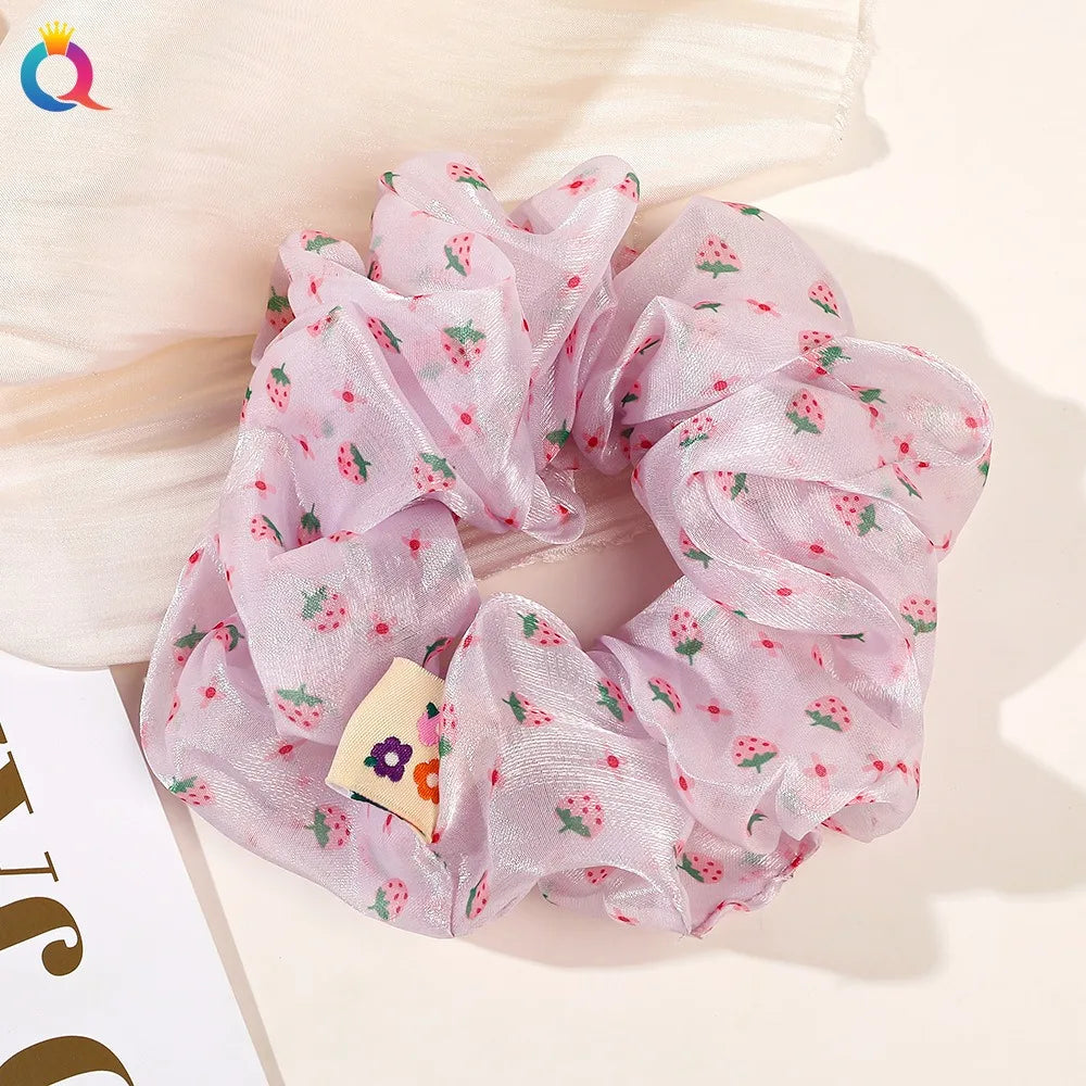 2023 New Large Chiffon Printed Scrunchie Women Girls Elastic Hair Rubber Bands Accessories Tie Hair Ring Rope Headdress Headwear