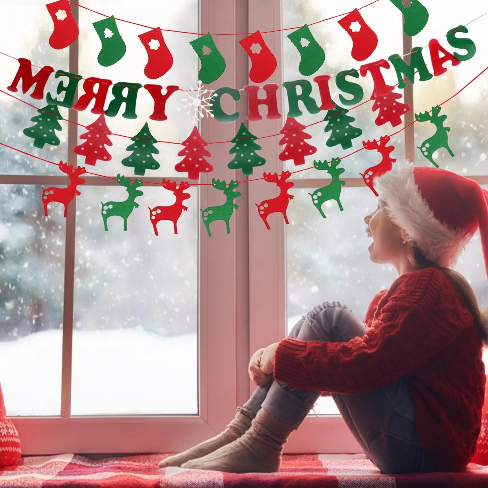 2024 Christmas Banner Garland Decor Merry Christmas Decoration Home Navidad Noel 2025 Christmas Ornaments Xmas Decor New Year