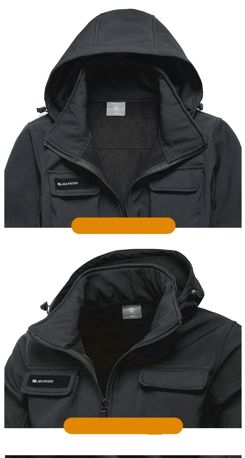 Hiking Jacket Uniform Wool Work Suit Winter Men's Waterproof Jacket Trousers Work Protective Clothing Warm Camouflage Outdoor