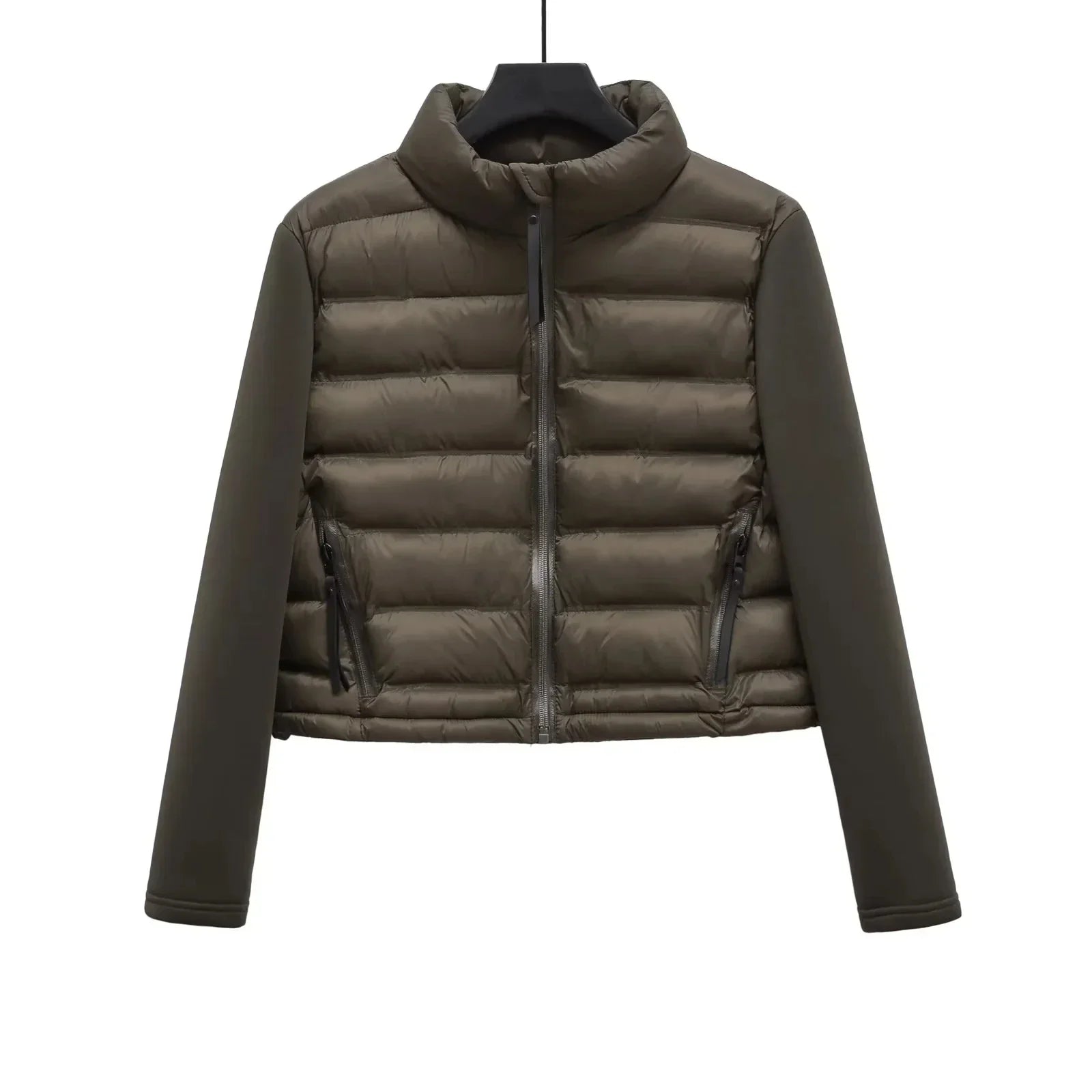 Winter Jackets For Women 2025 Black Spliced Long Sleeve Winter Women's Cold Coat Luxury Parkas Female New In Outerwear