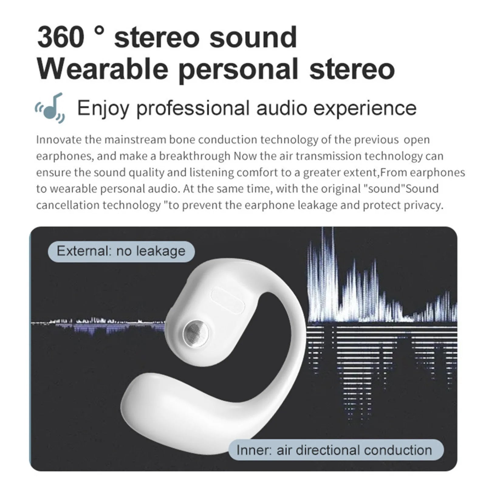 Bluetooth 5.2 Wireless Earphone Stereo Noise Reduction Headphones Hanging Ear Type Not In The Ear Headset For Android For iphone