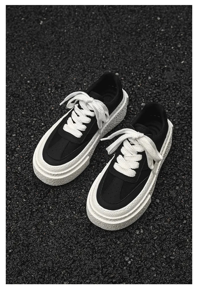 Men Fashionable Casual Sports Shoes Black White Thick-soled Lightweight Comfortable Outdoor White Sneakers Men Size 38-46