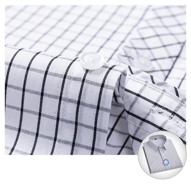 New Casual Shirts For Men Cotton Plaid Short Sleeve Elegant Business Dress Smart Summer Men Clothes England Fashion Top Shirts