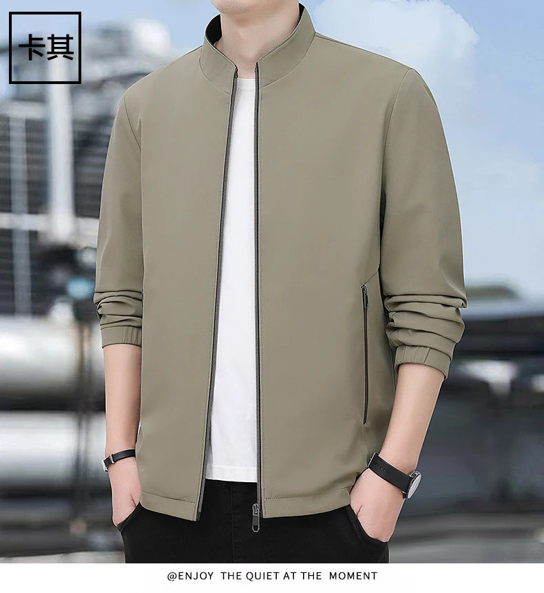 Jacket casual youth jacket stand up collar versatile men's windbreaker  high end men's top for spring and autumn