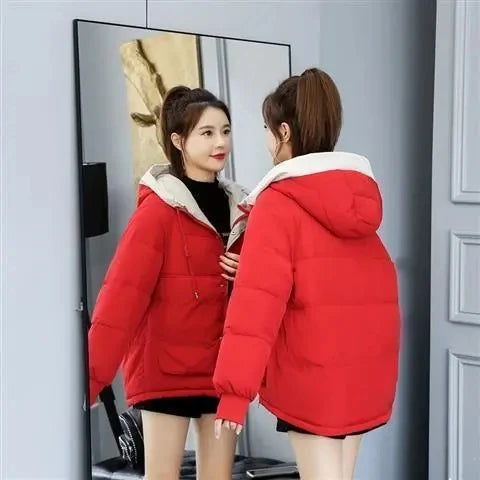 Women Winter Jacket 2025 New Warm Thicken Cotton Coat Korean Plus Size Loose Bread Jacket Women Hooded Basic Coat Winter Outwear