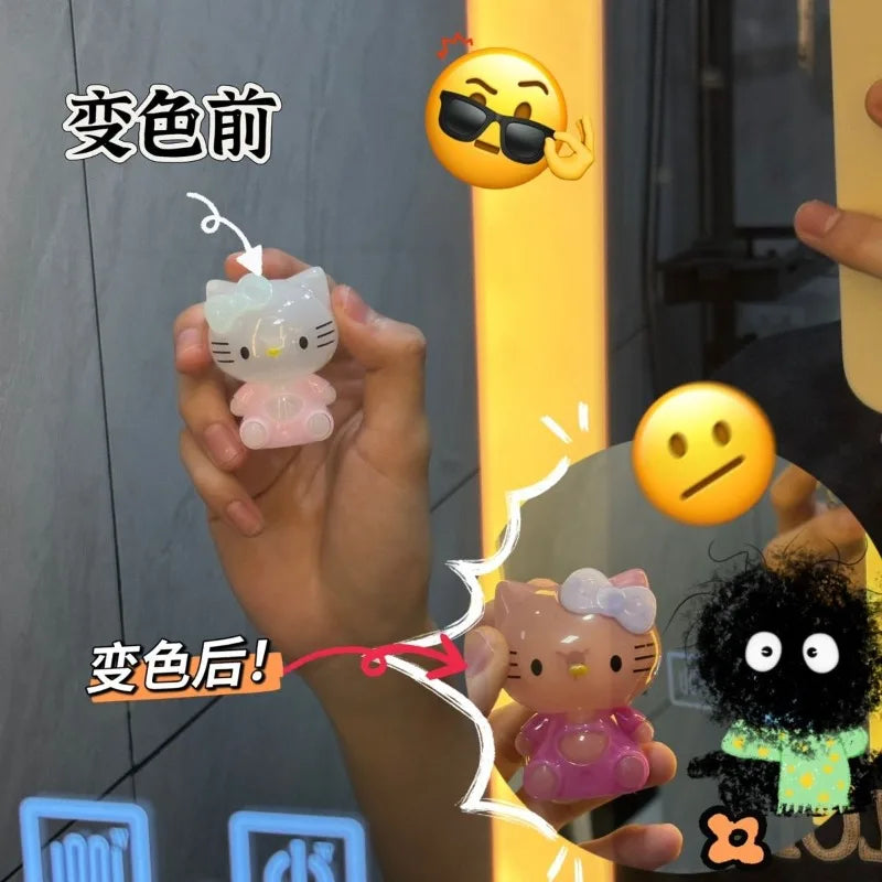 Cute Color Changing Hello Kitty Doll Toys Anime Cartoon KT Cat Doll Backpack Pendant Keychain Accessories Girl Kawaii Toy Gift