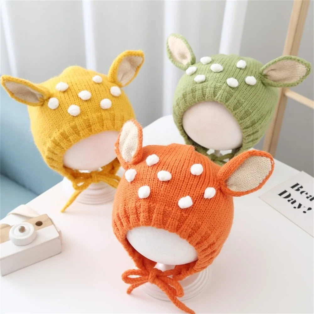 Winter Baby Stuff Hat for Boy Girls Accessories Knited Cap Kids Hat Fleece Warm Gloves Thick Winter Ear Kids Hat Baby Bonnet