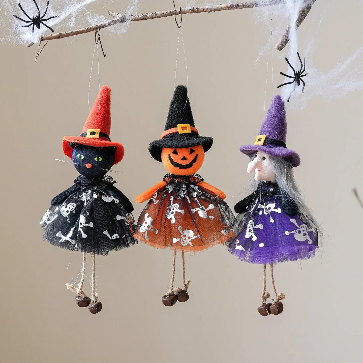 Halloween Party Decor BlackCat Pumpkin Witch White Ghost Festival Hanging Dolls Happy Halloween Day 2025 Haunted House Favor
