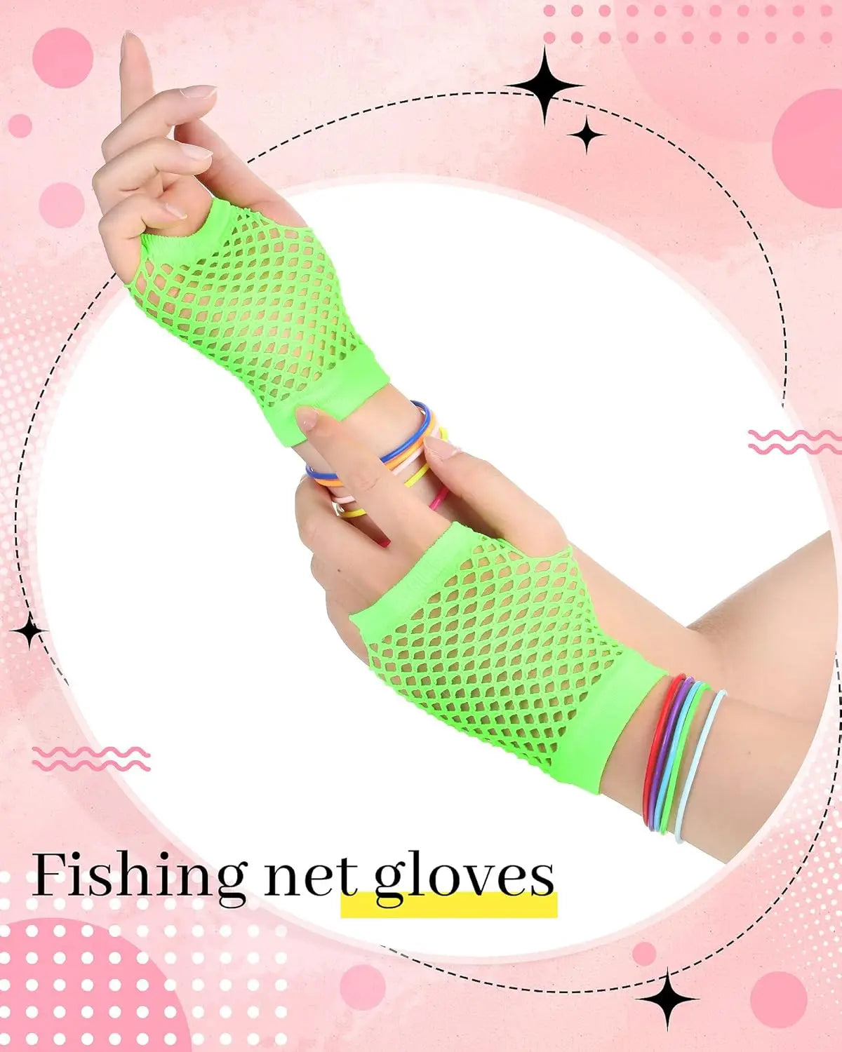 80s Accessories Women Dress Costume Lace Headband Earrings Fishnet Gloves Necklace Bracelet anime accessories set fancy dress