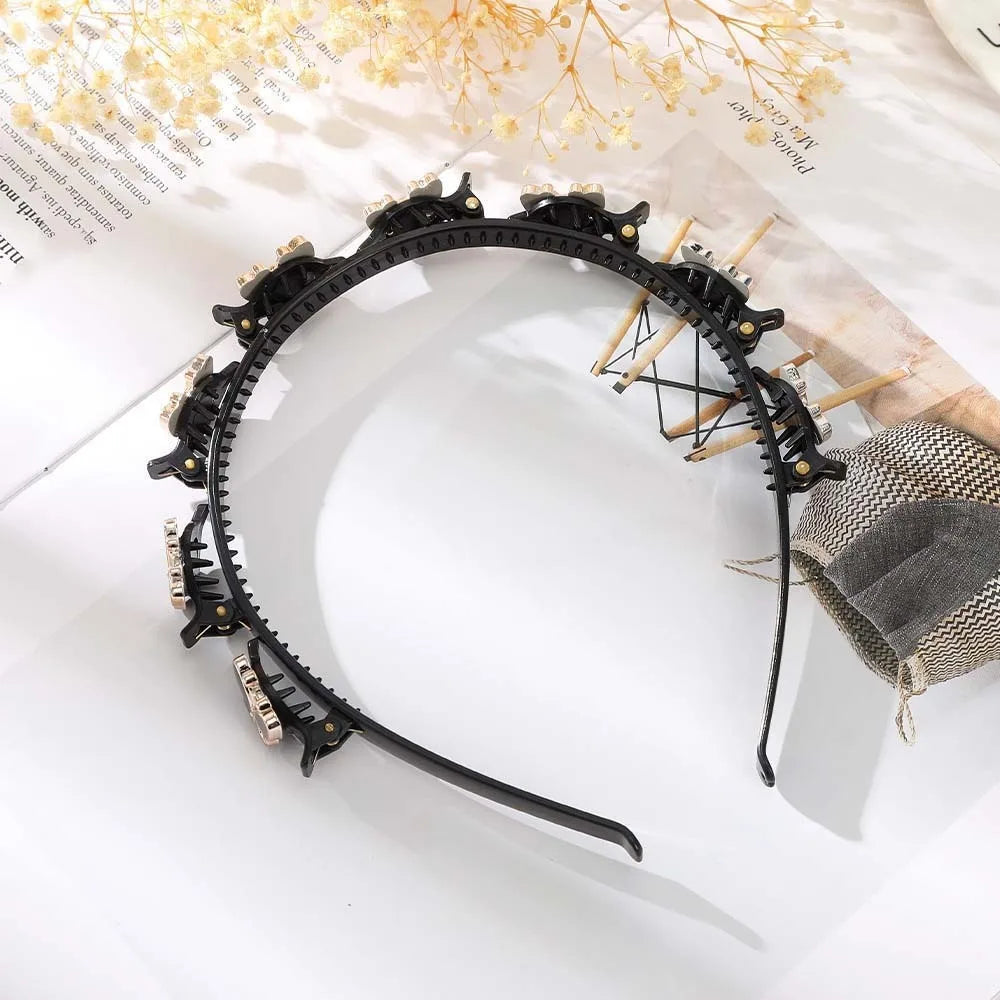 Hair Accessories Elegant Hair Bands with Clips Shiny Sweet Women Butterfly Hair Hoop Hair Weaving Tool Headwear Hairband Gifts