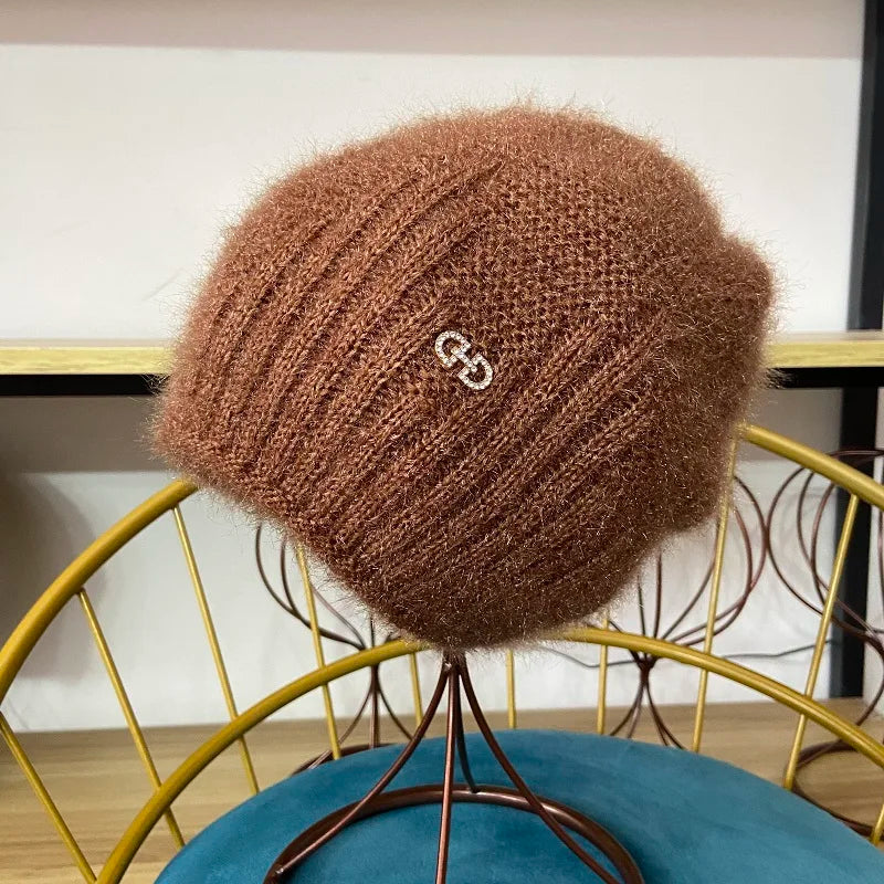 Winter Hats for Women Warm Thick Beanies Girls Outdoor Headwear Knitted Skulls Elastic New Striped Diamond Female Casual Hats