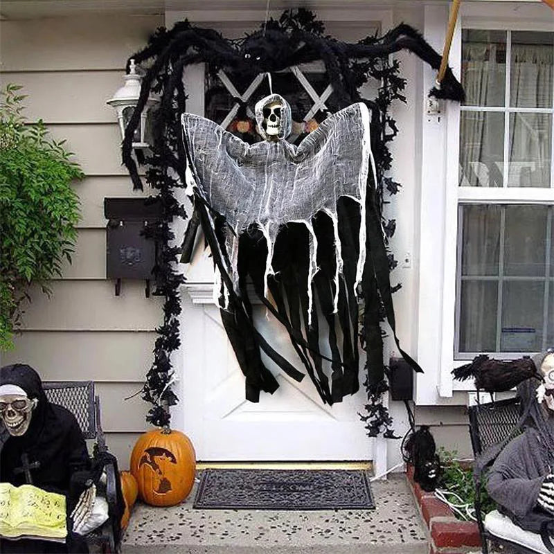 Halloween Decorative Hanging Ghost Skull Skeleton Gauze Haunted Home Party Horror Props Hanger House Yard Party Hanging