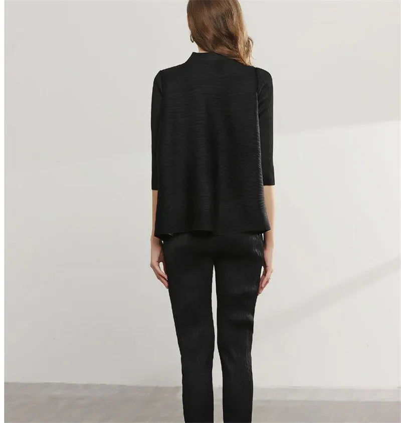 Women's Classic Coat 2025 Spring Autumn Female Temperament Stand Collar Short Mother Jacket Cropped Sleeve Cardigan Overwear