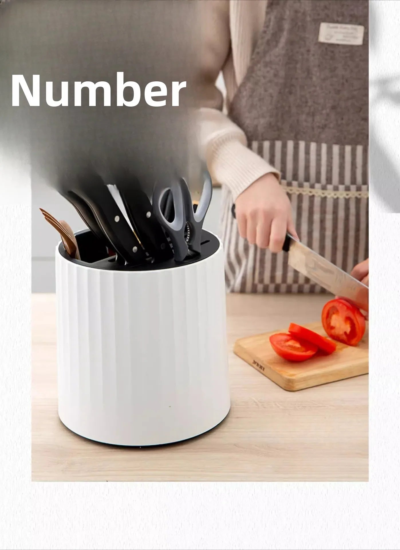 Kitchen Rotating Knife Frame Storage Rack Multi Functional Household Chopsticks Knives and Tableware Placement Rack