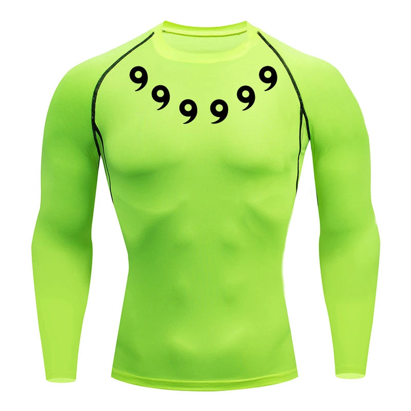 Print Compression Shirts for Men Gym Workout Athletic Quick Dry Tshirts Tops Training Running Baselayers Undershirts Rash Guard