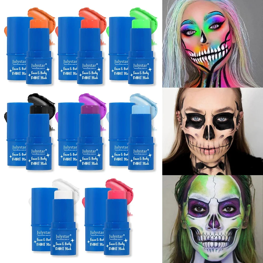 Halloween Body Face Paint Eyeshadow Stick Cosplay Makeup Cosmetics Fake Blood Waterproof Luminous White Halloween Face Painting
