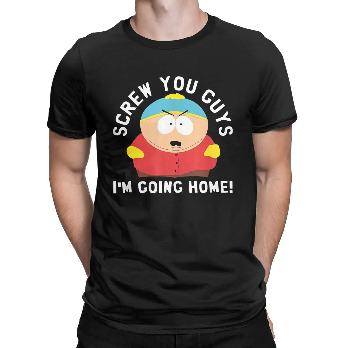 Men Souths Parks Cartman Screw You Guys T Shirts Funny Cartoon Cute Comic Pure Cotton Casual Short Sleeve O Neck Tee T-Shirts