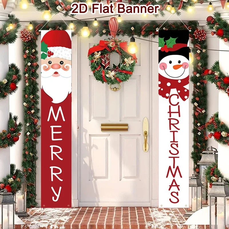 Christmas Door Decoration 2025 Merry Christmas Banner Decor for Home Hanging Xmas Ornament Navidad Happy New Year Gift 2026