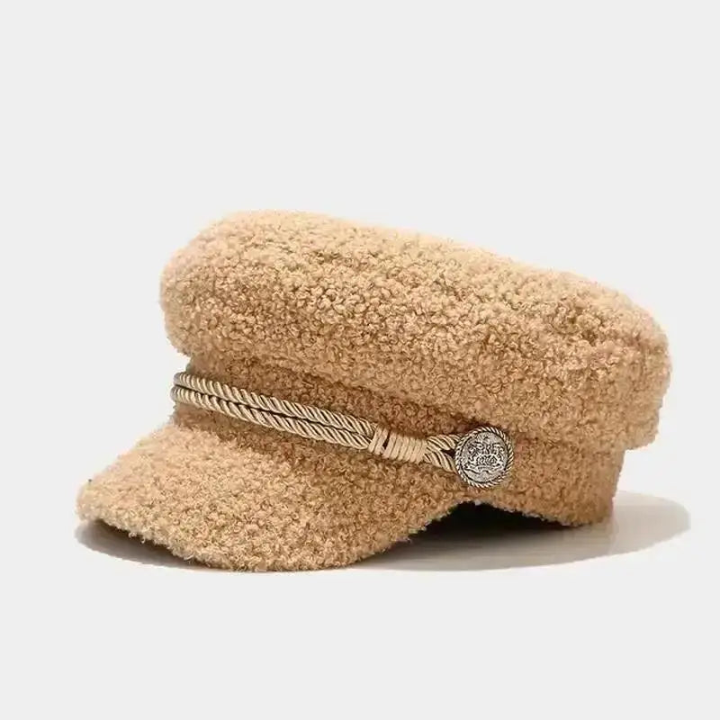 Autumn And Winter Women Warm Flat Top Hat Fashion Accessories For Women Head Decoration Warms Fashion Accessories