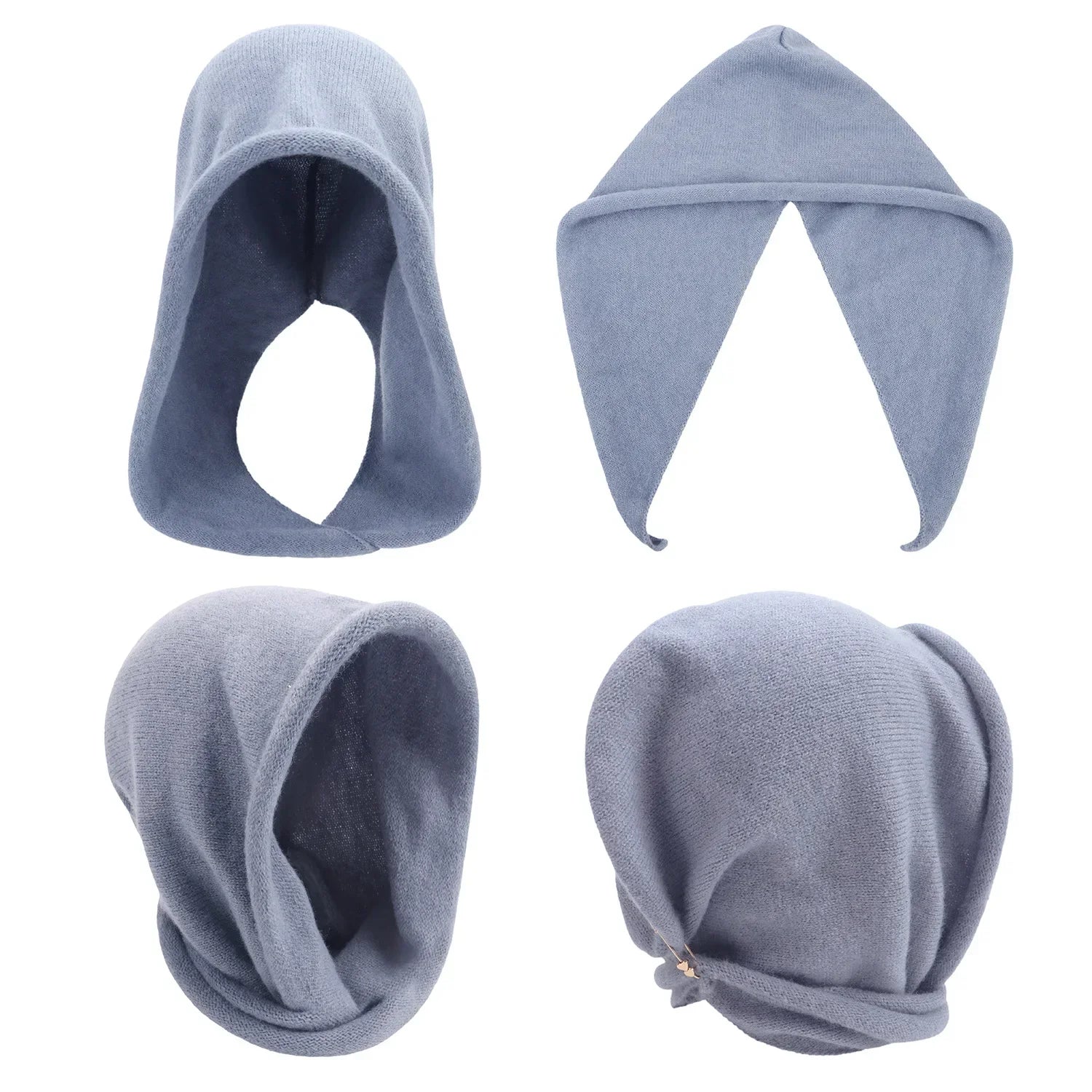 New Winter Balaclava Hat Scarf Combo Women's Fashion Knitted Cap Wrap-around Cashmere Skullies & Beanies