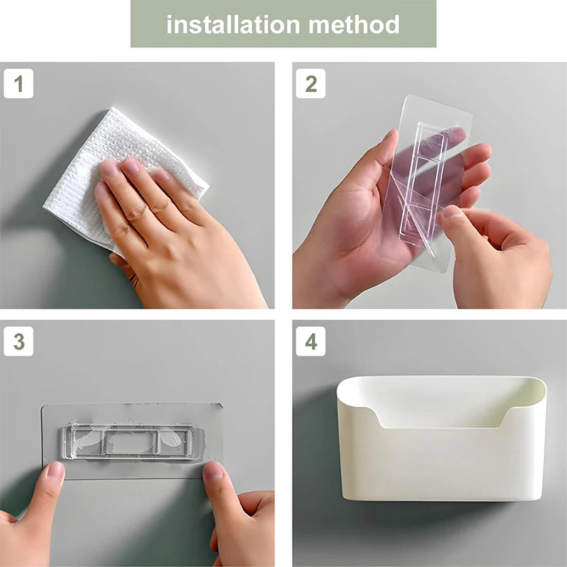 Kitchen Wall-mounted Adhesive Storage Rack Multifunctional Cabinet Door Storage Box Under Sink Drawer Shelf Bathroom Organizer