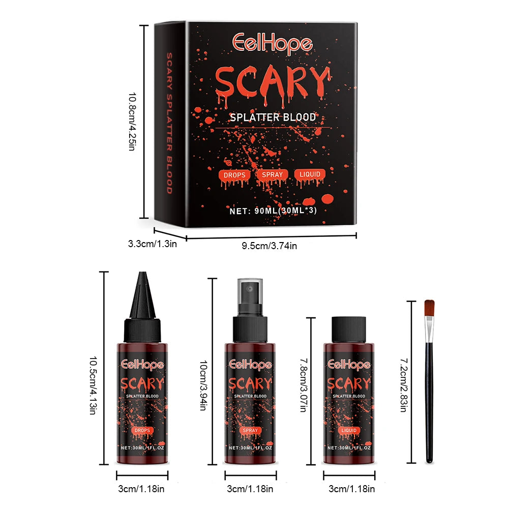 Halloween Fake Blood Makeup Kit Fake Blood SFX Makeup Kit Non Toxic Scar Makeup Set Washable Long Lasting for Cosplay Dress Up