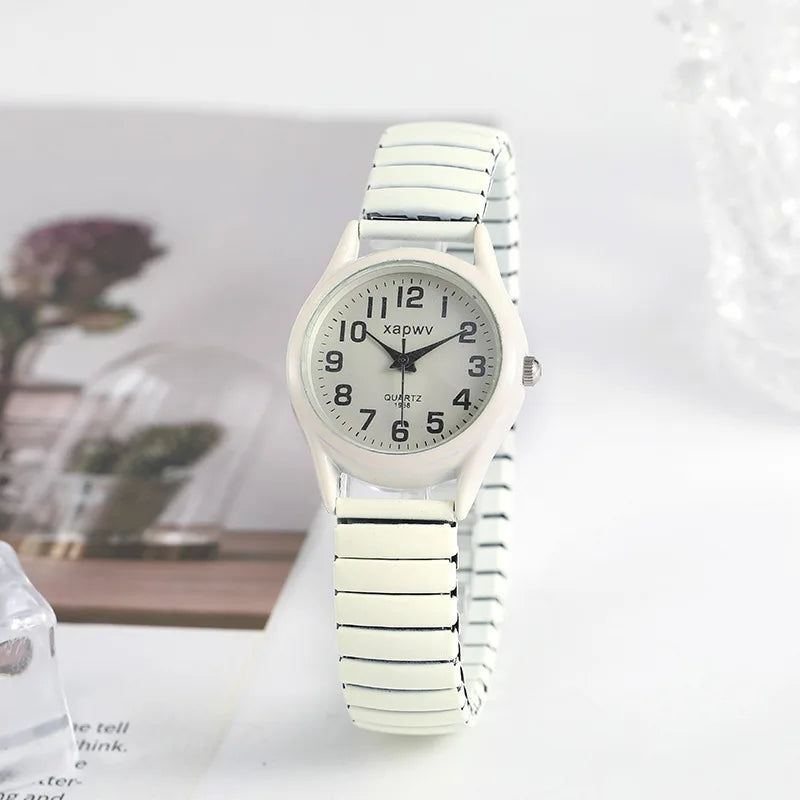 Fashion Watches for Women Stainless Steel Elastic Band Watch Black White Gold Pink Retro Ladies Bracelet Watch Reloj Mujer