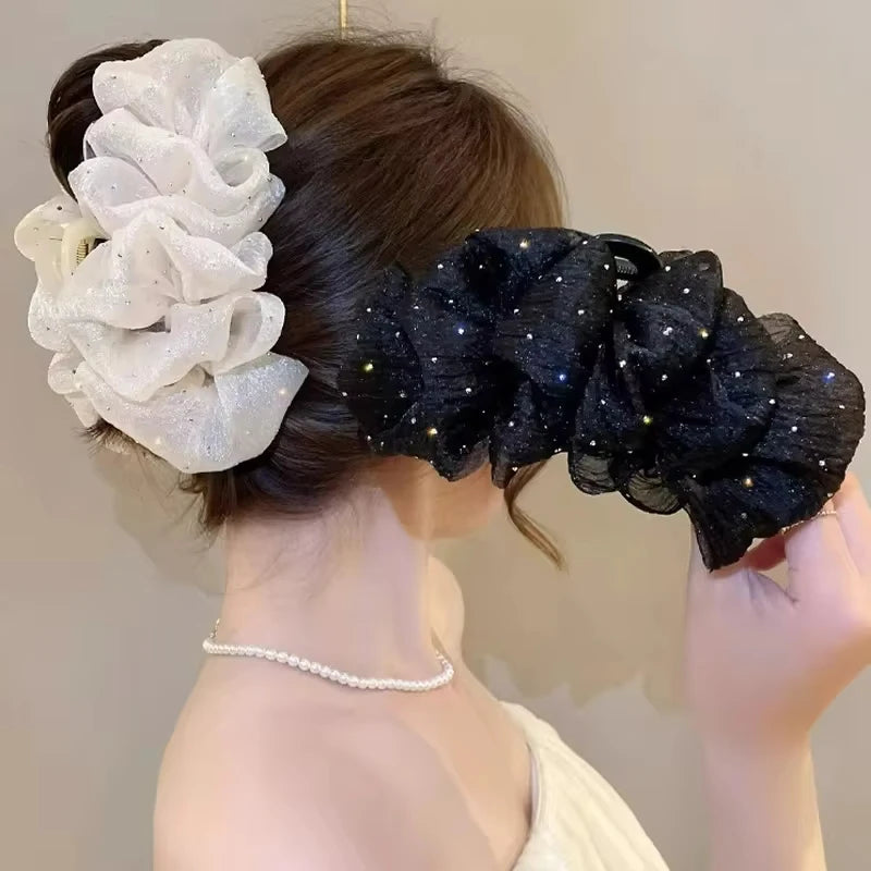 Mesh Bow Hair Clips Women Fashion Grab Claw Clip Female Hair Accessories Korea Elegant Hair Ornament Temperament Girls Headdress