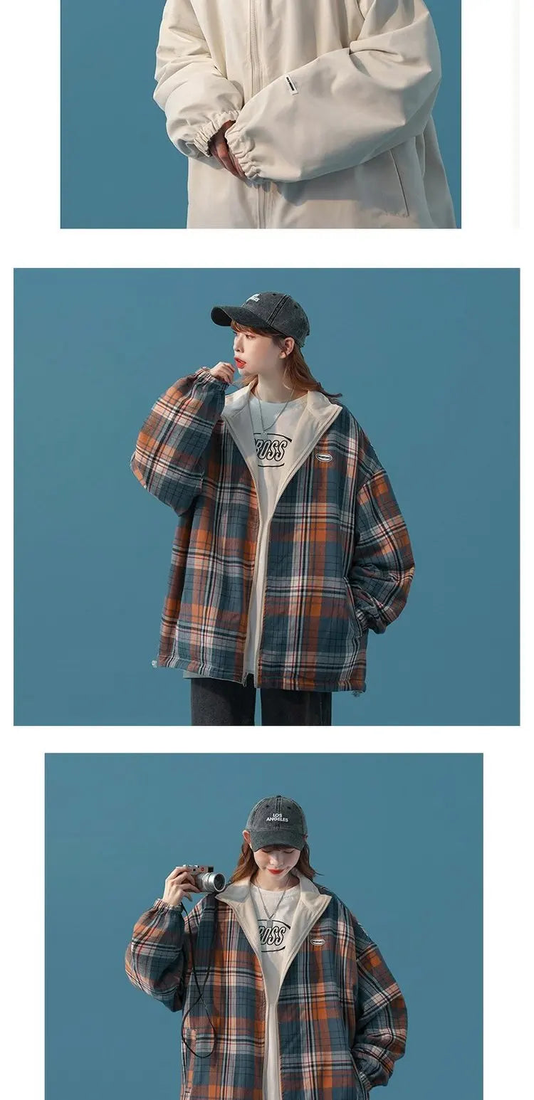 Bomber Jackets Women American Retro Chic High Street Casual Coats Reversible Turn-down Collar Fashion Newly Autumn Simple Loose